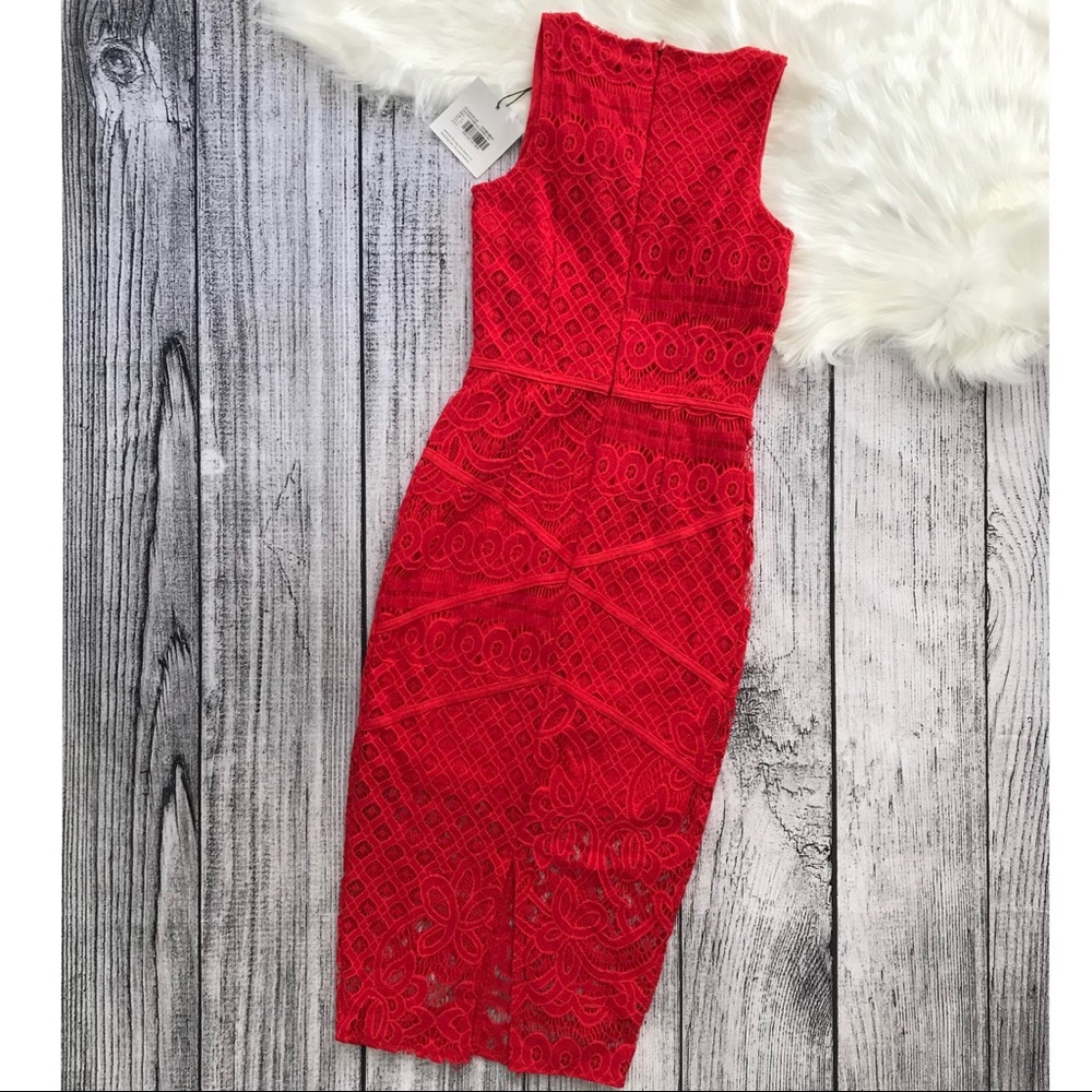 MISSGUIDED Red Hot Lace Midi Dress 10008 - Picture 4 of 7